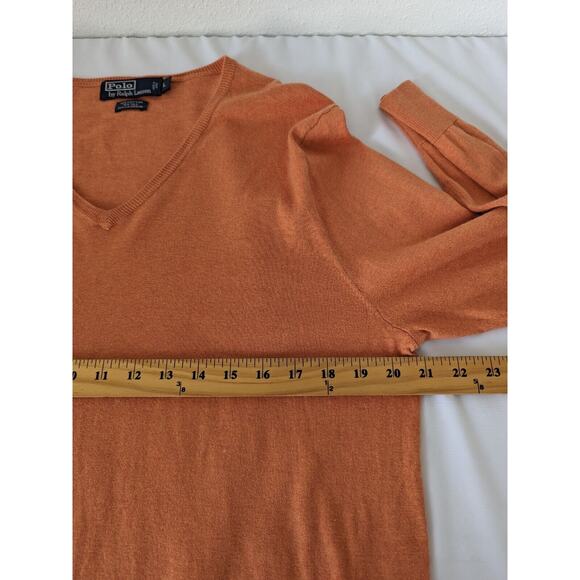 Vintage Polo Ralph Lauren Mens Sweater Cotton Cashmere Silk Orange Size Large - Picture 7 of 8